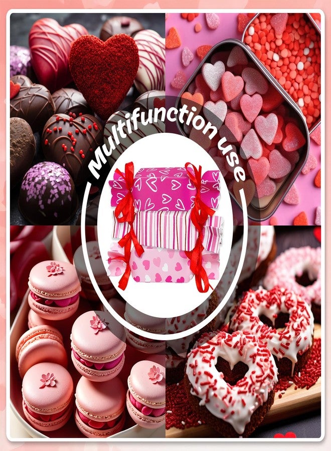 JarThenaAMCS علب حلوى عيد الحب من JarThenaAMCS، 48 قطعة، مزينة بشريط، بتصميمات حلوى لطيفة، باللون الوردي الفاتح، علب هدايا ورقية مزخرفة، مثالية لأعياد الميلاد وحفلات الزفاف. - Image 3